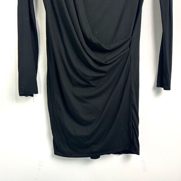 Helmut Lang Asymmetrical Drape Front Long Sleeve Dress in Black Sz Small - Picture 4 of 11